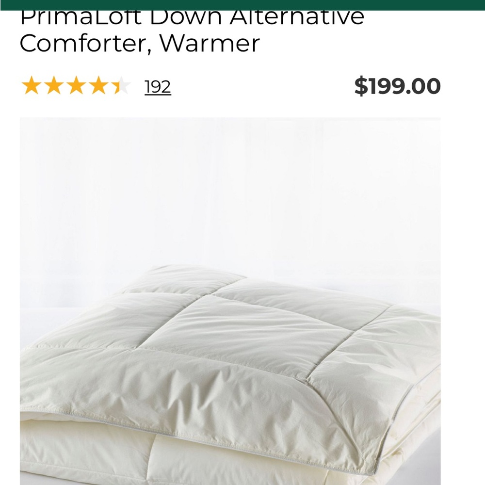 L.L. Bean down alternative primalof conforter king sz